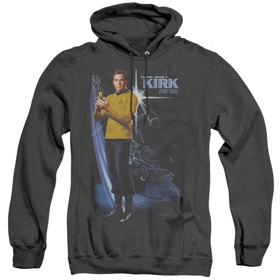 Star Trek Galactic Kirk Adult Heather Hoodie Sweatshirt Black