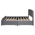 thumbnail image 4 of Upholstered Platform Bed with Stud Trim Headboard and Footboard and 4 Drawers No Box Spring Needed, Velvet Fabric, Queen Size (Gray), 4 of 6