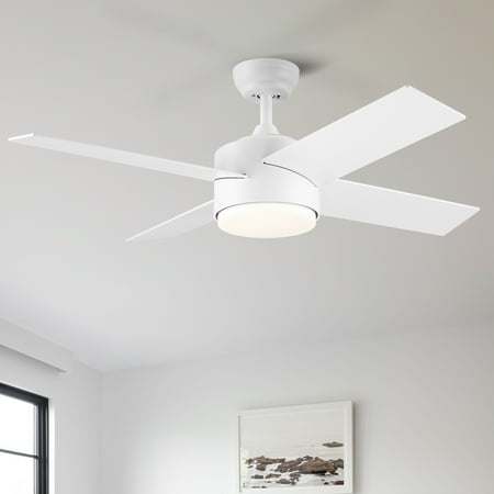 

44 Inch Intergrated LED Ceiling Fan Lighting with White ABS Blade for Living Room Bedroom Office