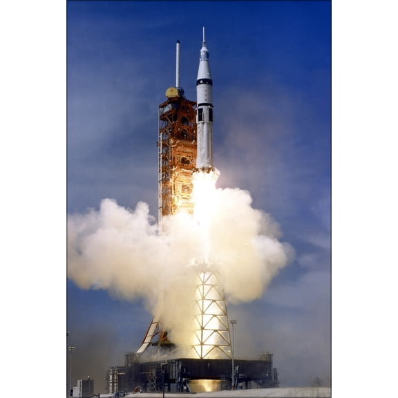 24"x36" Gallery Poster, Saturn IB launch vehicle rocket (SA-210)