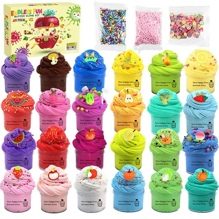 24 pack Butter Slime Kit for Girls, Slime Party Favors for Kids, DIY Slime Making Kit for Kids and Boys