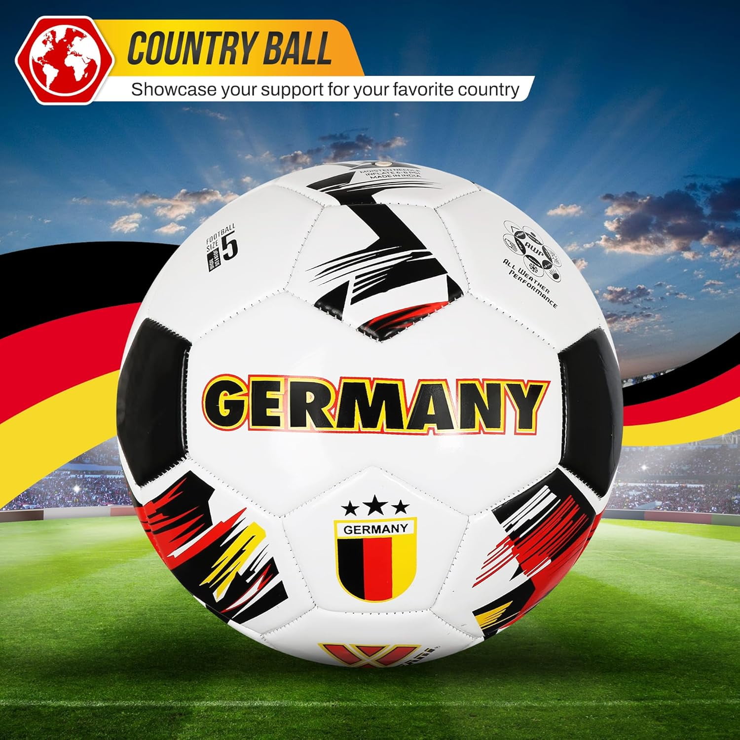 Vizari National Team Soccer Balls | Durable Faux Leather & Rubber, Three Sizes, Nine Countryballs - Elevate Your Play with Iconic Team Representation