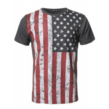 - Hawks Bay Men'S Usa Patriotic T-Shirt Graphic Tee American Flag Charcoal Faded Small