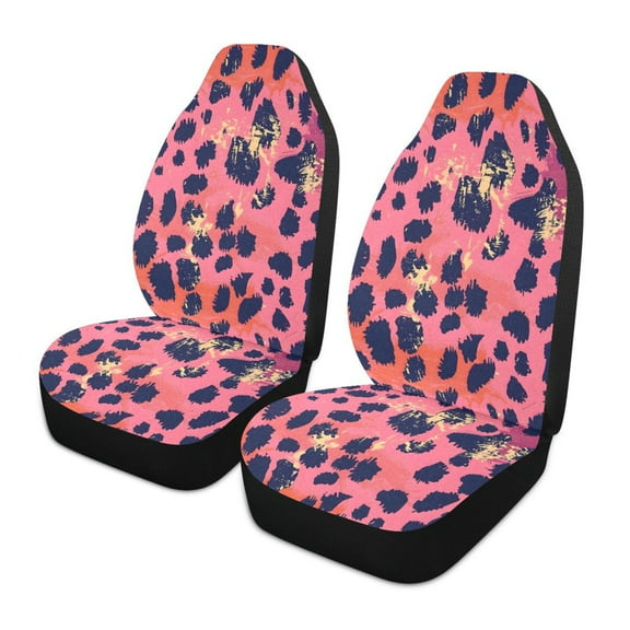 ALAZA Pink Leopard Print Car Seat Covers 2 PCs Universal Auto Front Seats Interior Protector