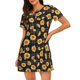 thumbnail image 1 of Easygdp Royal Blue Plaid Sunflower Camisón de manga corta para mujer, informal, estampado, 1 of 6