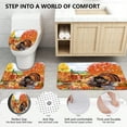 thumbnail image 2 of Fall Shower Curtain Sets,  Thanksgiving Turkey Pumpkin Bathroom Sets with Shower Curtain and Rugs, Memory Foam Bath Mat, Non-Slip Absorbent U-Shaped Mat, Soft Toilet Cover Seat, 2 of 6