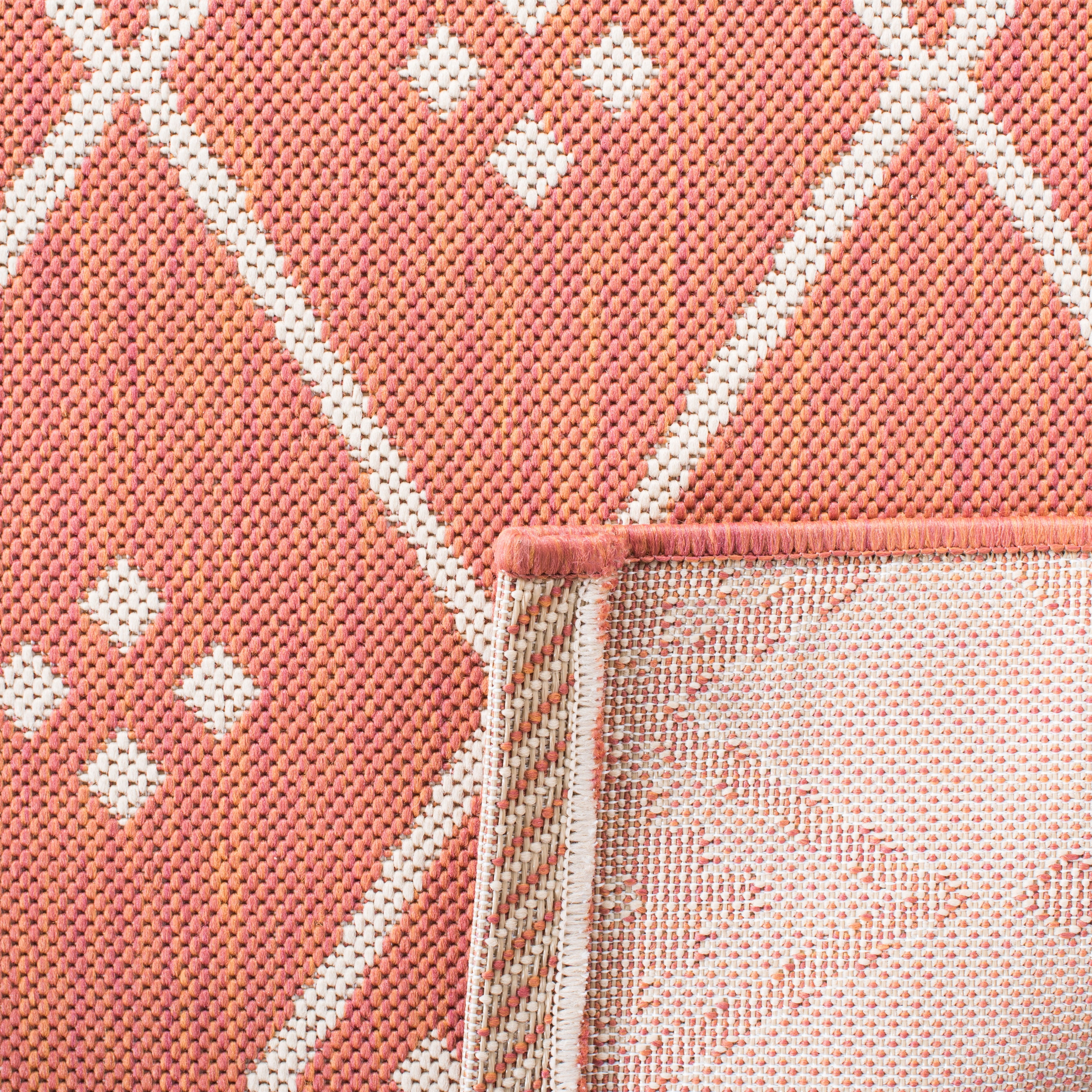 Safavieh Courtyard Cori Bordered Indoor/Outdoor Area Rug, Terracotta/Light Beige, 6'7" x 6'7" Square