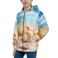 thumbnail image 2 of Xecao Beach Starfish Shell Pattern Zip Up Hoodies for Boys Girls, Sweatshirt with Pockets-Small, 2 of 6