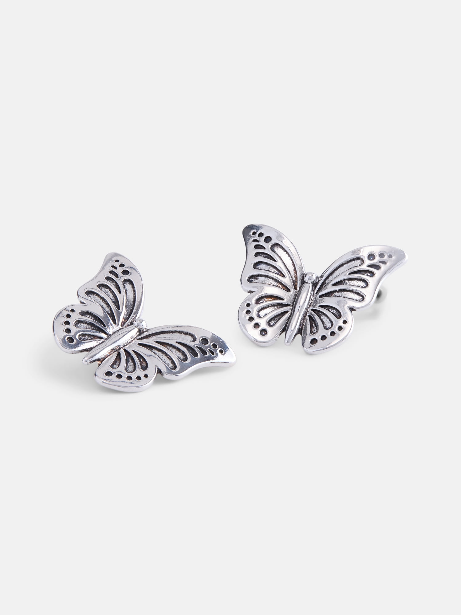 No Boundaries Butterfly Stud Earrings, Silver Tone, 1 Pair