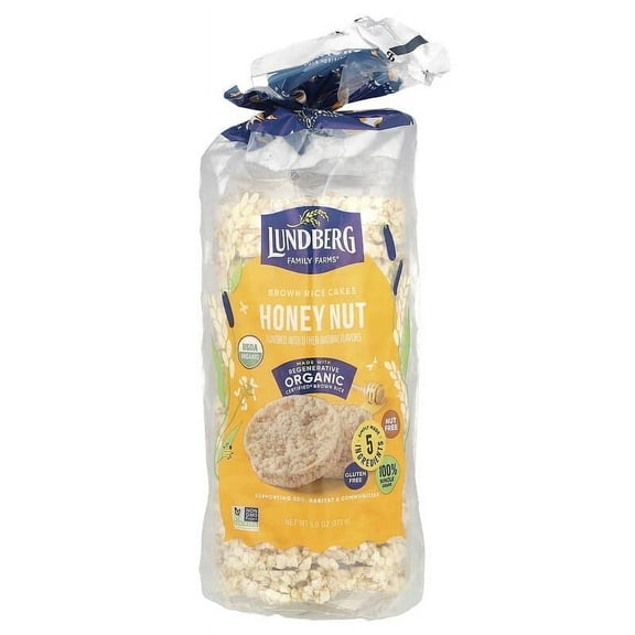 Lundberg, Organic Whole Grain Rice Cakes, Honey Nut, Sweet & Nutty, 9.6 oz Pack of 2
