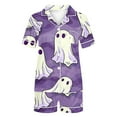 thumbnail image 5 of Yufatyle Women's Halloween Pajamas Set Collared Button Down Sleepwear Cute Ghost Spider Print Lounge Shorts Set Soft Homewear L, 5 of 5