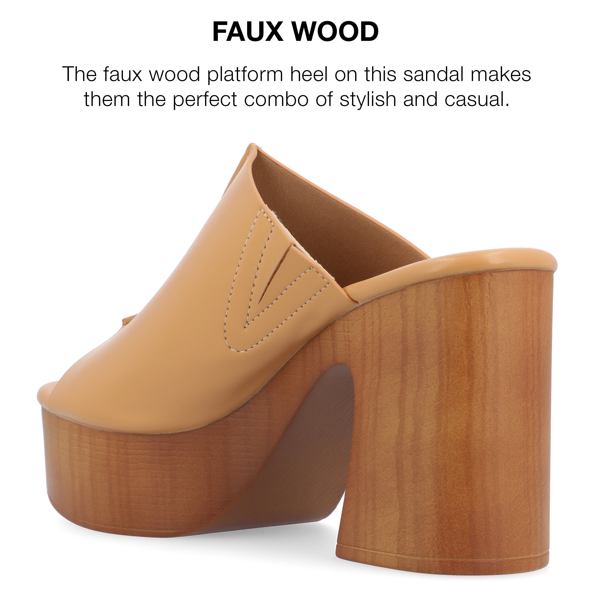 Journee Collection Womens Lorenza Supercomff Faux Leather Block Heel