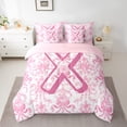 thumbnail image 2 of Erosebridal Letter X Bedding Twin Size,Pink Botanical Flower Comforter Sets with Sheets,Ribbon Bow Bedding Sets Twin Size For Girls,Breathable Room Decoration Reversible,7pcs, 2 of 7