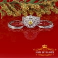 thumbnail image 2 of King of Bling's White Silver 7.50ct CZ Flower 7 stone Double Halo Bridal Women's Ring Size 7, 2 of 12