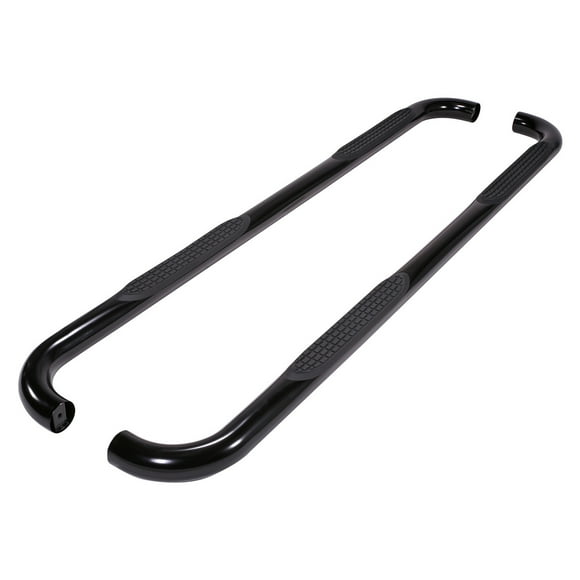 Fits 2009-2014 Ford F-150 TrailFX Nerf Bar 1130304093 TFX Round Tube Side Steps; With Step Pads; 3 Inch Round Bent; Powder Coated; Black; Steel; Without End Caps; Rocker Panel Mount
