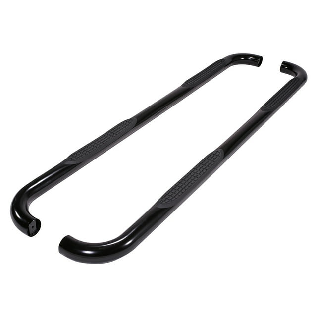 TrailFX Nerf Bar A0057B TFX Round Tube Side Steps; With Step Pads; 3 Inch Round Bent; Powder Coated; Black; Steel; Without End Caps; Frame Body Mount