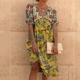 thumbnail image 2 of Ichuanyi Woman Dress clearance Women Fashion V-Neck Short Sleeve Printing Loose Casual Mid-Calf Long Dresses, 2 of 3