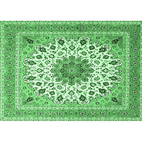 Ahgly Company Indoor Rectangle Medallion Emerald Green Traditional Area Rugs, 2' x 4'