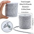 thumbnail image 2 of 1Roll 20M 3-Ply Polyester Twisted Cord Milan Cord for Home Decoration Upholstery Curtain Tieback Silver 4.5~5mm 21.87 Yards(20m)/Roll, 2 of 7