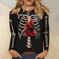 thumbnail image 2 of BOOMNY Halloween Womens 3/4 Sleeve Tshirts Crew Neck Hallowmas Skeleton Graphic T-Shirt Cozy Fall Tee Tops for Women, 2 of 5