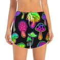 thumbnail image 4 of Lsque Bright Mushrooms Printed Women's Running Shorts with Liner Pockets,Elastic Quick Dry Workout Athletic Gym Yoga Shorts,Womens High Waist Shorts-Medium, 4 of 9