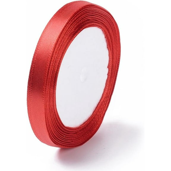 Satin Ribbon for Gift Package Christmas Ribbon Red 3/8 inch(10mm) wide 25yards/roll(22.86m/roll) Polyester