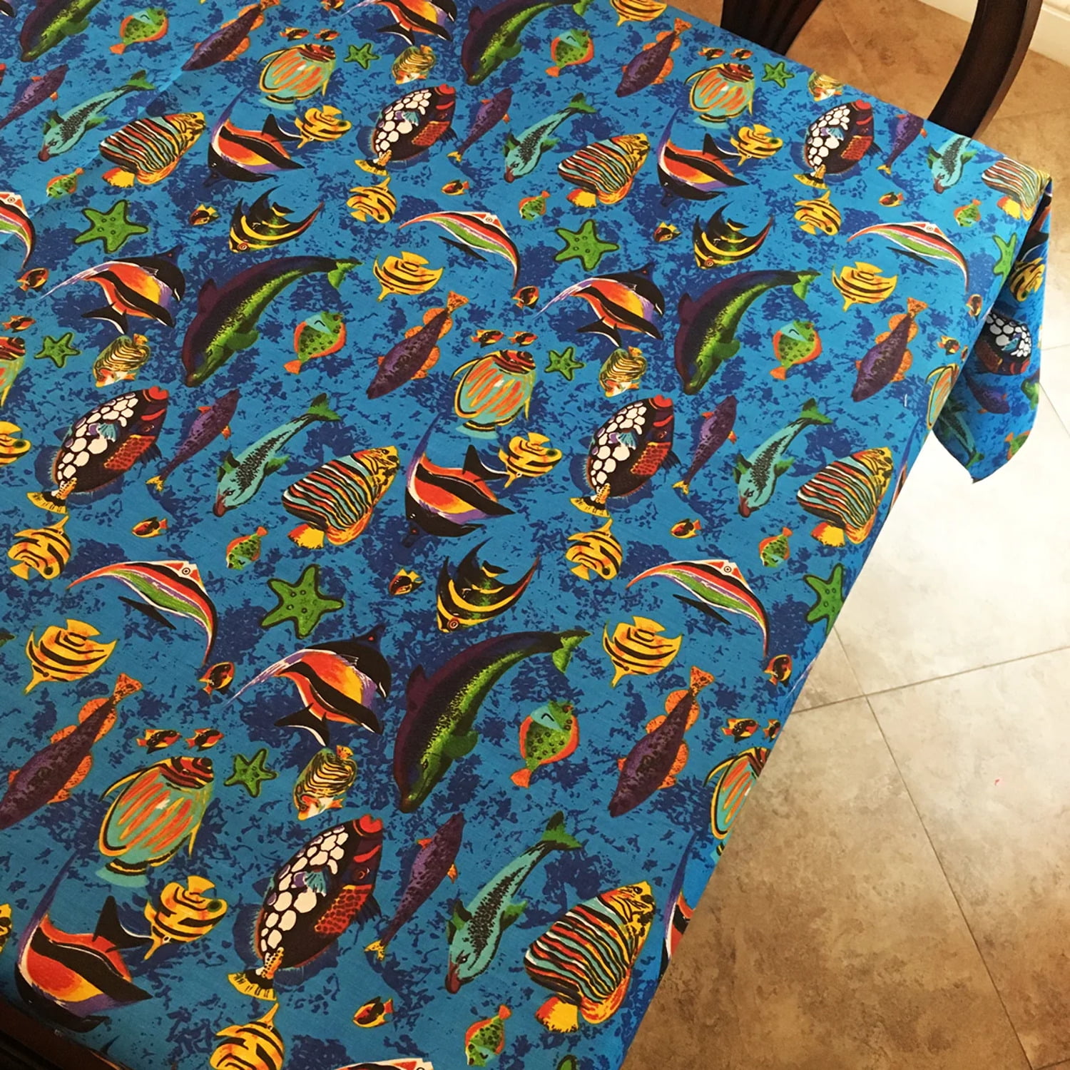 Dark Blue Leopard Stripes Tablecloth