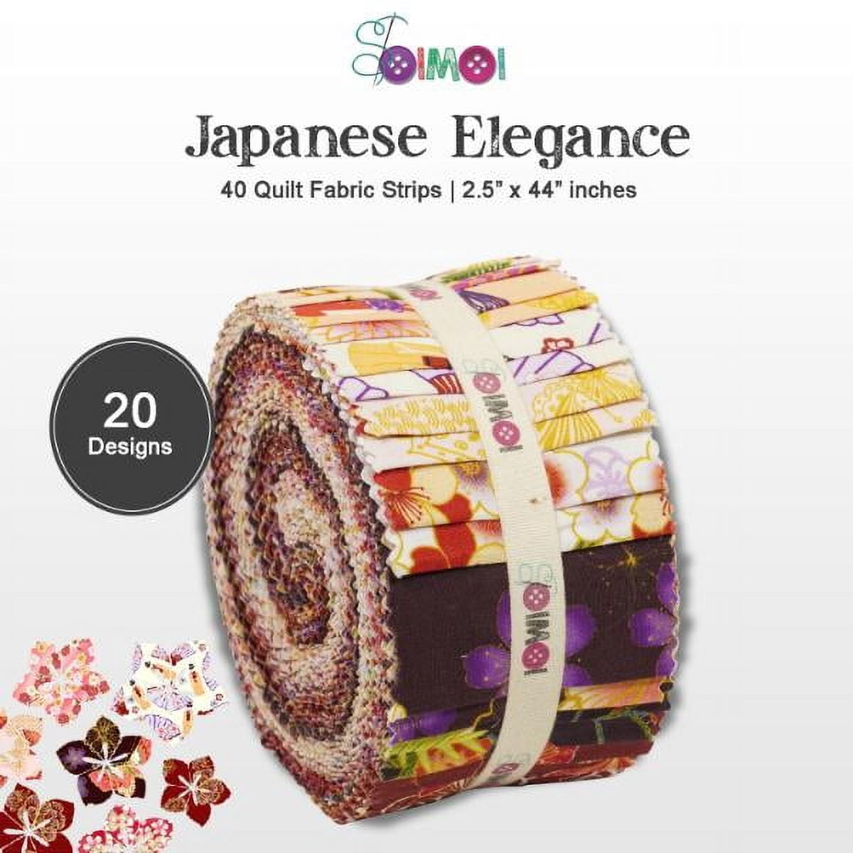 Soimoi Jelly Roll 40 Strip Assorted Bundle, Fabric Strips for Quilting, Crafting, and Sewing, 100% Cotton Fabric Jelly Roll Bundle For Scrapbooking, DIY Crafts- Japanese Elegance
