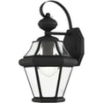 thumbnail image 2 of 8.5 inch 1 Light Black Outdoor Wall Lantern Pendant Lighting Fixture with Clear Beveled Glass Shade backed with Hand Crafted Solid Brass material for patio, front porch, entryway and more, 2 of 10