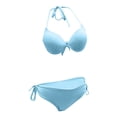 thumbnail image 5 of QURATI Swimwear Neck Tie Front Bikini Set: Adjustable Side Tie Bottoms Flattering Two Piece Swimwear Blue L, 5 of 8