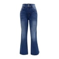 thumbnail image 4 of Women's High Waisted Bell Bottom Jeans Flare Drawstring Wide Leg Retro Bootcut Stretch Boyfriend Baggy Denim Pants, 4 of 6