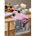 thumbnail image 6 of Pink Bear Christmas Burlap-Cotton Table Runner 90 Inches Long,Xmas Tree Snowflake Farmhouse Table Runners,Outdoor Dining Tablecloths Decor for Baby Shower Party Wedding 13x90, 6 of 9