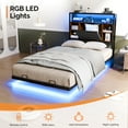 thumbnail image 4 of Zimtown Twin Floating Bed Frame, Platform Bed with Charging Station, No Box Spring Needed, Black, 4 of 10