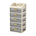 thumbnail image 1 of Organizador de escritorio con compartimentos y cajones. Almacenamiento cosmético moderno, ideal para Marrón cremoso de 5 niveles, 1 of 9