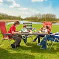 thumbnail image 4 of Costway 5 ft Folding Picnic Table Outdoor Dining Table with Rattan Grain HDPE Tabletop Brown, 4 of 10