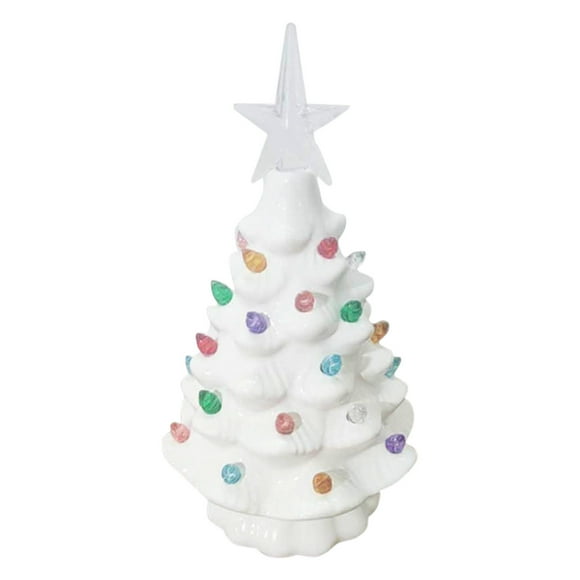 Wzzjkit Mini Christmas Tree - Ceramic Christmas Tree LED Desktop Christmas Decoration for Christmas Tree Party Supplies Home Door Christmas Tree