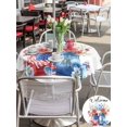 thumbnail image 6 of Outdoor Tablecloth with Umbrella Hole Zipper 4th of July Round Tablecloth 60" Waterproof Outside Table Cloth Independence Day Spring Floral American Flag Patio Table Cover Tablecloths for Picnic, 6 of 8