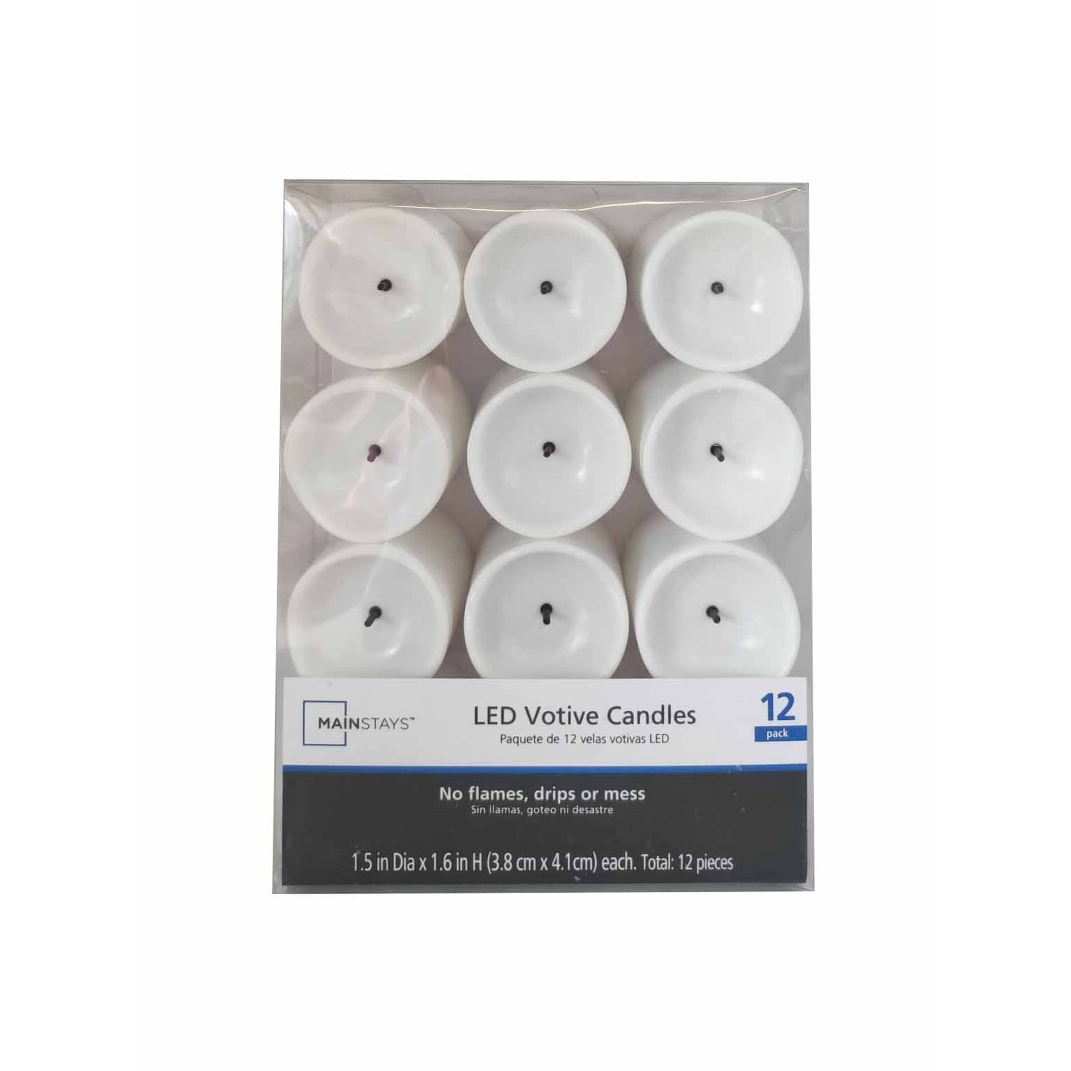 Mainstays Unscented Flameless LED Votives, White, 12 Count
