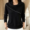 thumbnail image 2 of Vynhevius Womens Beaded Cowl Neck Sweater Long Sleeve Casual Winter Pullover Top, 2 of 6
