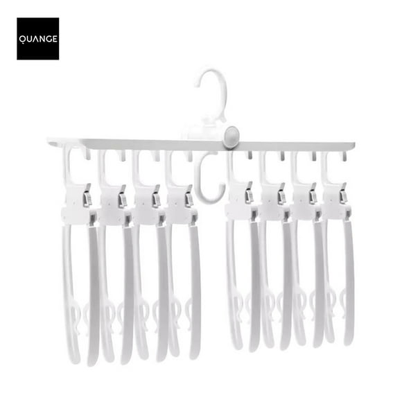 QUANGE Folding Clothes Hangers Anti Slip Multiple Sweater Coat Hangers White Plastic Hangers Closet Space Saving Blouse Hanger Closet Storage Organizer