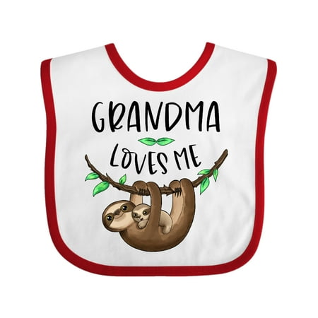 

Inktastic Grandma Loves Me Cute Sloth and Baby Gift Baby Boy or Baby Girl Bib
