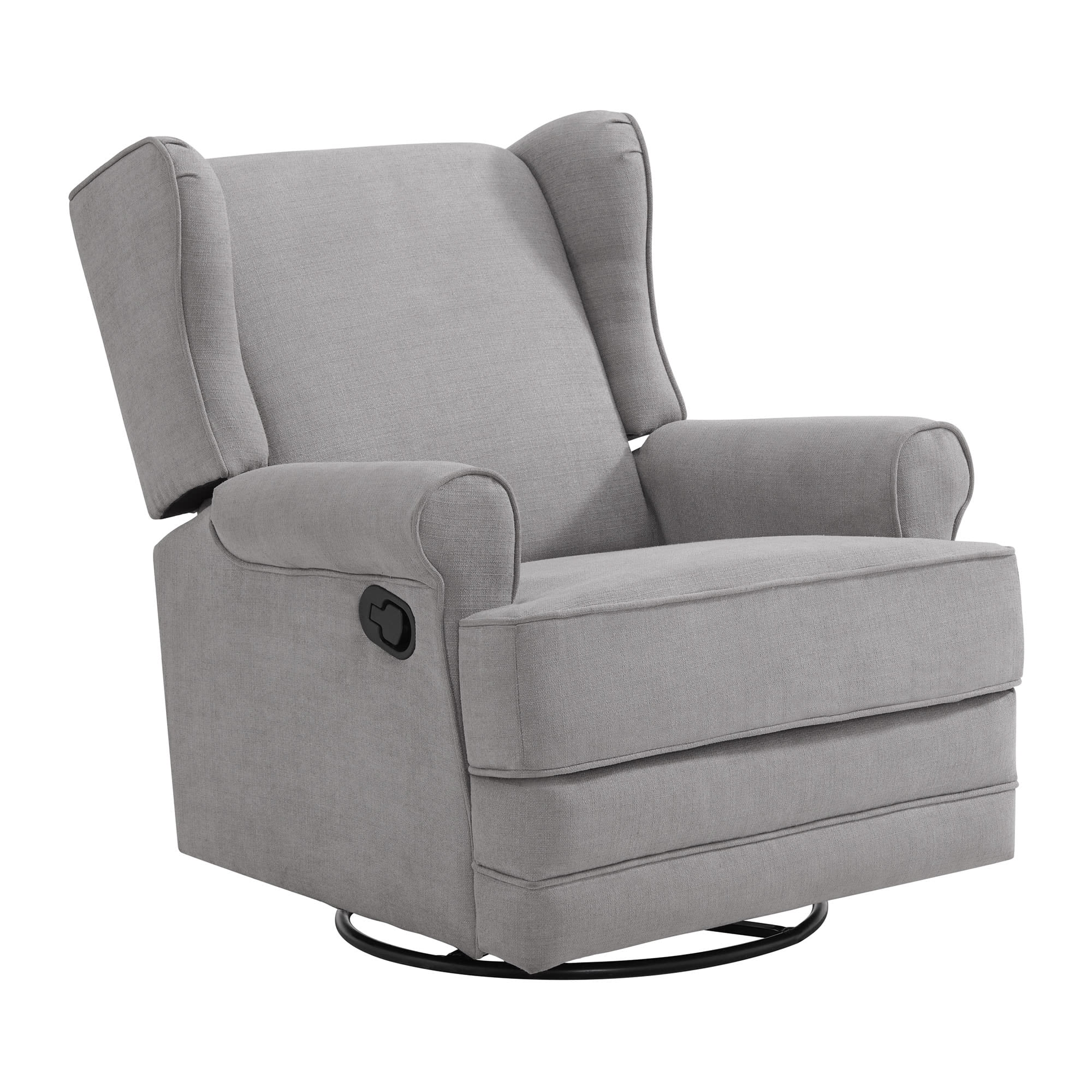 Oxford Baby Teegan Upholstered Glider Recliner Rocking Chair, Green Guard Gold Certified, 360° Swivel For Nursery And Living Room - Gray