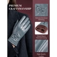 thumbnail image 4 of Gustave Winter PU Leather Gloves for Women Warm Thermal Fleece Lined Gloves Elegant Bowknot Touchscreen Texting Driving Cycling Gloves, Gray, 4 of 6