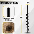thumbnail image 4 of 3x24 Inch Auger Drill Bit for Planting - Easy Planter Garden Auger - Bulb & Bedding Plant Augers - Post Hole Digger for 3/8”Hex Drive Drill, 4 of 7