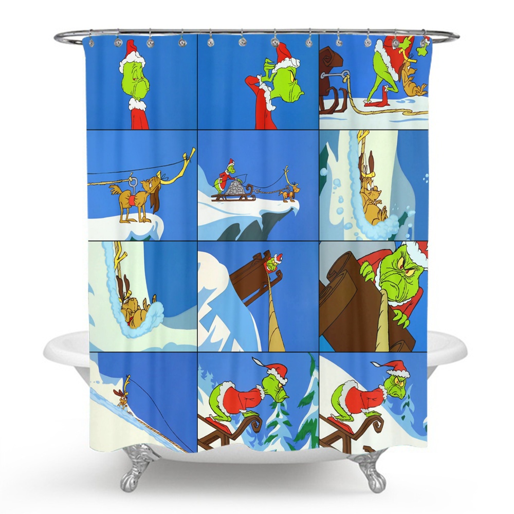 Shower Curtain Grinch Bathroom Decor Grinch Aesthetic Modern Fabric