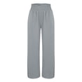 thumbnail image 4 of Outfmvch Summer Pants for Women Beach Pants Linen Pants Linen Palazzo Pants for Women Long Lounge Travel Pants Drawstring Pants Women Trousers with Pockets Pedal Pushers for Women Gray S-3XL, 4 of 7