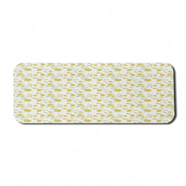 Floral Computer Mouse Pad, Simplistic Yellow Wild Roses Blossoming Illustration on Plain Background, Rectangle Non-Slip Rubber Mousepad Large, 31" x 12", Mustard and Pale Green, by Ambesonne