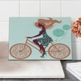 thumbnail image 2 of Floral Cutting Board, Flower Arrangement Silhouette of a Long Hair Girl on Bicycle Illustration, Decorative Tempered Glass Cutting and Serving Board, Small Size, Coral and Seafoam, by Ambesonne, 2 of 5