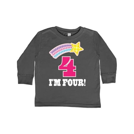 

Inktastic 4th Birthday 4 Year Old Girls Rainbow Star Gift Toddler Toddler Girl Long Sleeve T-Shirt