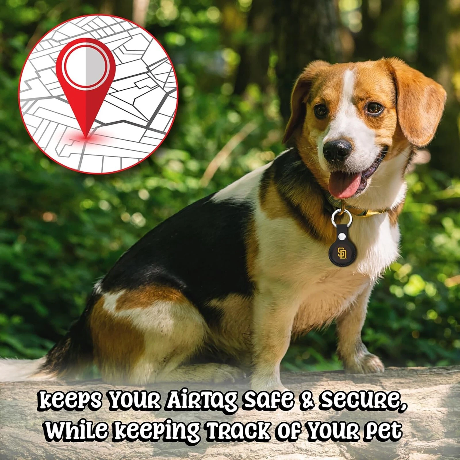 Pets First MLB Keychain Apple Air Tag Holder for Dogs & Cats Leather Airtag Case
